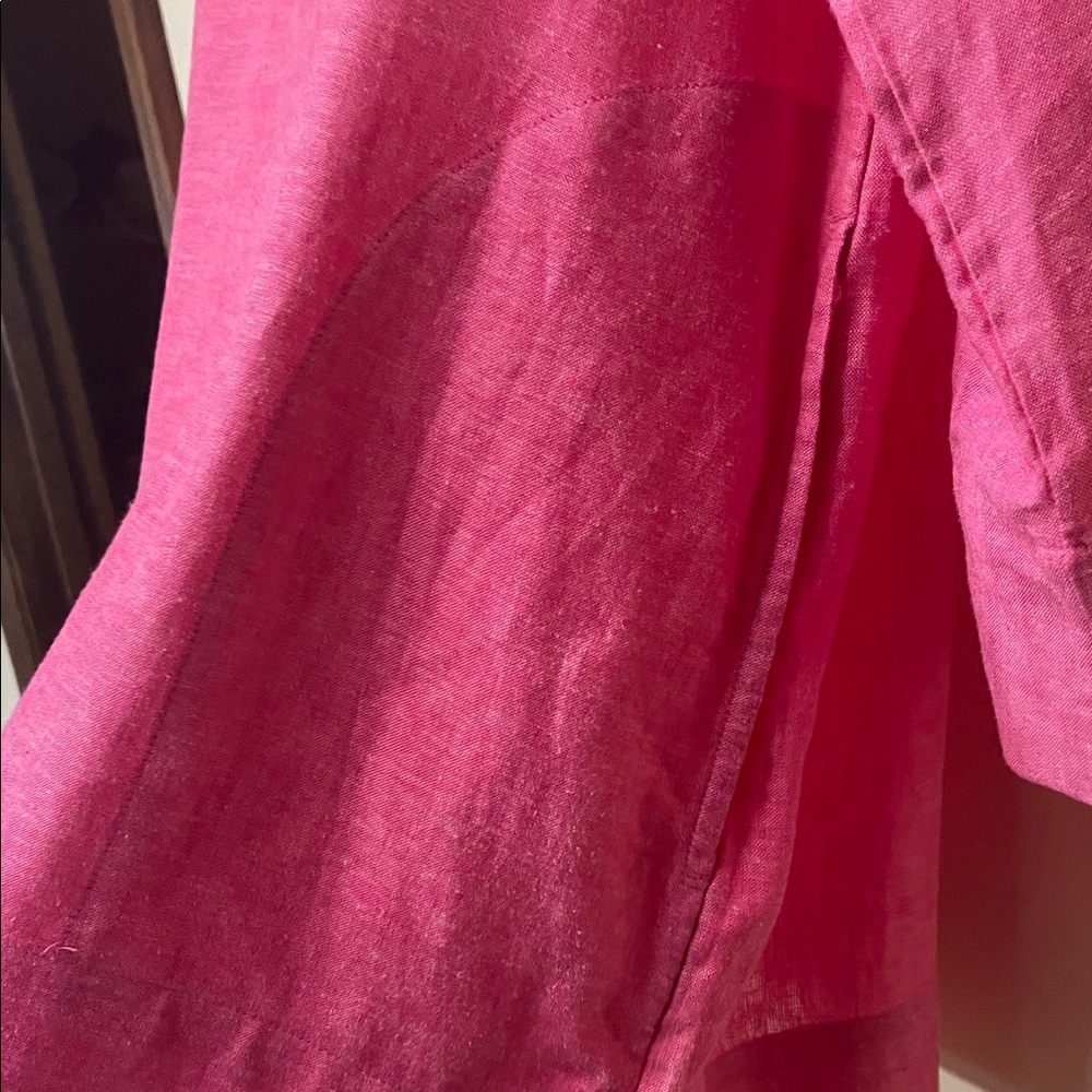 Lands' End Linen Blend Vibrant Hot Pink Tunic - Picture 6 of 10